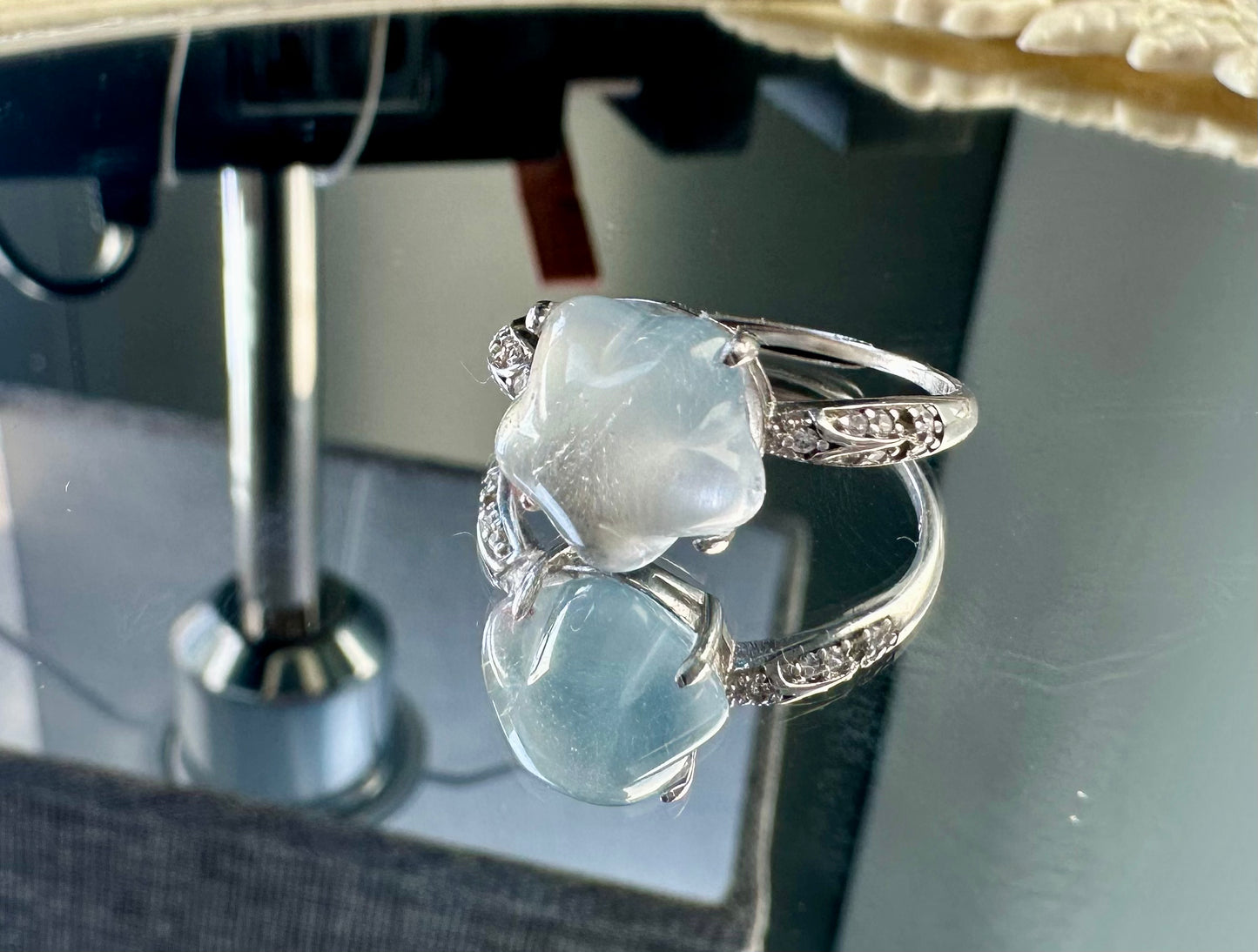Blue Rutilated Quartz Star Ring (蓝兔毛星星戒指)